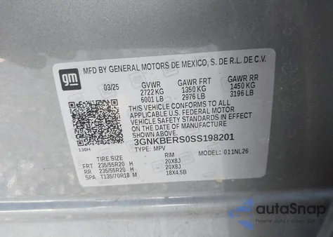 2025 Chevrolet Blazer Fwd Rs from USA, damaged, VIN 3GNKBERS0SS198201